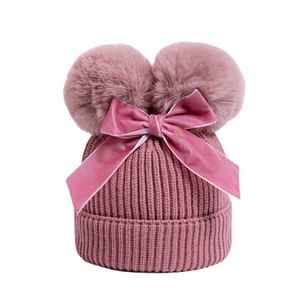 <span class=keywords><strong>Bonnet</strong></span> tricoté épais et mignon en <span class=keywords><strong>laine</strong></span> mélangée jacquard pour bébés et enfants, avec double pompon et bouton, idéal pour l'automne et l'hiver – Collection transfrontalière - Product Image 4