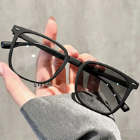 Lunettes d'ordinateur photochromiques anti-lumière bleue à monture carrée en diamant, verres PC pleine monture, pour adultes unisexes
