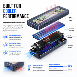 กล่องใส่ M.2 NVMe SSD พร้อมหน้าจอ LCD แสดงอุณหภูมิอัจฉริยะ USB 3.2 Type C กล่องระบายความร้อนภายนอกสำหรับ SSD - Product Image 6