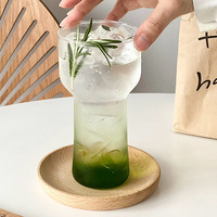 Vaso Moderno en Forma de Antorcha de Vidrio Borosilicato Soplado a Mano de 400ml 500ml, Transparente, de Gran Capacidad, para Agua con Gas