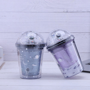 Zhen Ai Space Astronaut Double Layer <b>Plastic</b> <b>Cup</b> Bpa Free With Lid For Drinkware Gift - Product Image 2