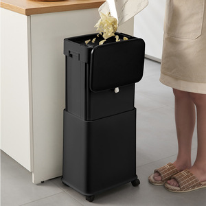 Kitchen Waste <b>Bin</b> Rectangular <b>Large</b> Size With Lid Indoor Use Black Color - Product Image 2