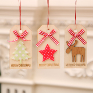 Nouvelles décorations de Noël, ornements de Noël en bois, pendentifs pour sapin de Noël, étiquettes en bois avec nœuds. - Product Image 4