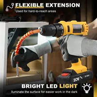 Ensemble de perceuse sans fil 20V avec tournevis électrique Mini perceuse pour le bricolage et les outils Vitesse variable Moteur à balais OEM Personnalisable