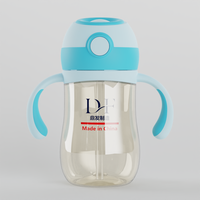 Tasse d'apprentissage pour bébé 300 ml en Tritan sans BPA, lavable, avec paille à bouton-poussoir, poignées, anti-fuite, biberon d'apprentissage pour tout-petit, compatible lave-vaisselle, Chine