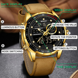 SANDA 6281 นาฬิกาข้อมือดิจิตอลแฟชั่นสำหรับผู้ชายมัลติฟังก์ชั่น Split‑Time Chronograph นาฬิกาปลุกอิเล็กทรอนิกส์พร้อมสายนาฬิกาหลายแบบ - Product Image 4
