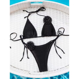 Nuevo Bikini Sexy Metálico Rosa para Mujer con Espalda Descubierta y Tirantes, Traje de Baño Personalizado de Nylon con Joyería para Playa - Product Image 5