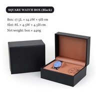 Kotak Hadiah Jam Tangan Pelindung Persegi Panjang Satu Slot Tutup Lipat Atas Bahan Kulit PU Interior Dial Jam Berembos Hijau Hitam Merah
