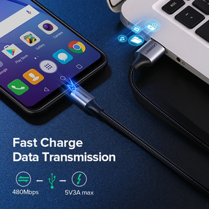 สาย USB 3A ไนลอน ชาร์จเร็ว สำหรับโทรศัพท์มือถือ รุ่น US290 สายชาร์จเร็ว 3A สำหรับ US290 US290 - Product Image 3