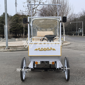 4 <b>Seater</b> Electric 4 Wheels Sightseeing Horse Carriage Long <b>Bench</b> Wedding Tourist Car for Scenic Area Park City Tour - Product Image 5