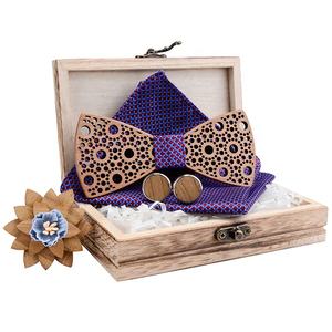 Vente en gros Bon marché Mode Logo personnalisé Ensemble de noeuds <span class=keywords><strong>papillon</strong></span> en <span class=keywords><strong>bois</strong></span> faits à la main Supports de cravates pour hommes Serviette carrée en soie OEM - Product Image 2