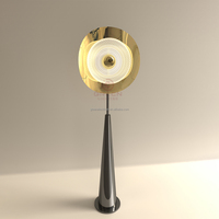 Lampe sur pied en laiton de style rétro italien moderne, base E27 avec source de lumière LED, finition cuivre antique, abat-jour en métal pour canapé et chambre à coucher