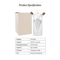 Bouteille en verre à double bec verseur pour huile et vinaigre 340 ml (11,5 oz) avec bouchon en liège, distributeur de condiments deux-en-un en borosilicate, sans métal, sans plastique