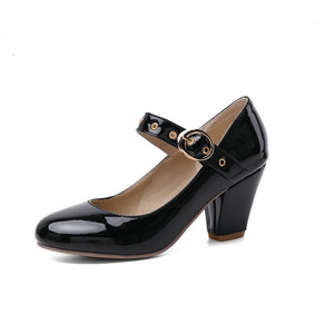 Zapatos de Tacón Alto de 7.5cm con Hebilla Dorada y Punta Redonda de <span class=keywords><strong>Charol</strong></span> Amarillo, Estilo Mary Jane, para Mujer, Venta al Por Mayor de Xuanhui Fashion - Product Image 5