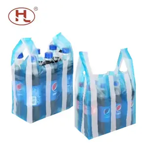 High Quality Sustainable Compostable Virgin Material Blue White Vest T shirt Plastic Shopping Bags
