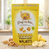 Bolsa con Cierre Personalizada de Color Amarillo Brillante con Diseño de Plátano y Nuez, Bolsa Reutilizable con Orificio para Colgar, para Snacks Veganos Sin Gluten