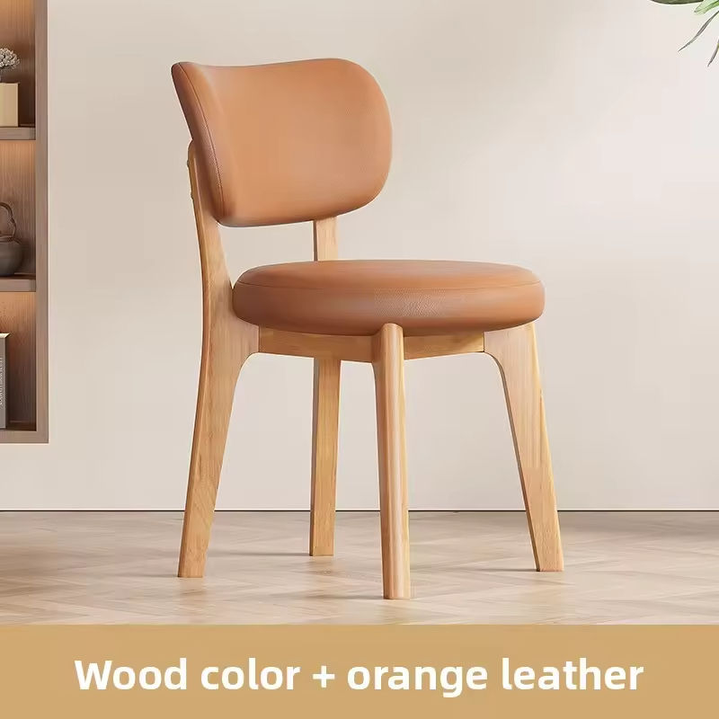 โครงไม้สีธรรมชาติ - เบาะนั่งสีส้ม