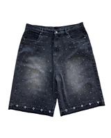 Oem Custom Short en jean pour hommes Streetwear Y2K Crystal Loose Baggy Vintage Rhinestone Denim Shorts