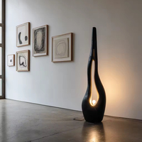 Lampe de sol en acier creux d'art moderne |   Lampe sur pied créative à LED, design unique en métal courbé imitation béton, étanche et à intensité variable