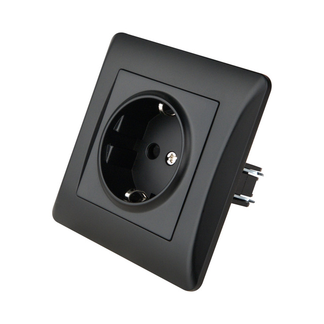 Mvava Wholesale House Black Sliver Color Eu Uk Standard Electrical Switch Power Home Plug Outlet Wall Socket