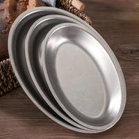 Assiette ovale rétro en acier inoxydable vieilli, assiette de barbecue, assiette plate en forme d'œuf, assiette à dîner, assiette à collation