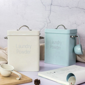 Huyo OEM Space Saving Modern Farmhouse Metal Laundry Pods <b>Container</b> with Lid - Product Image 4