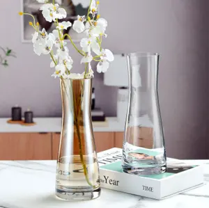 Vasos galvanizados de vidro, flor estreita para pescoço, grandes vasos de vidro para decoração de flores, 26cm de altura, vaso de vidro