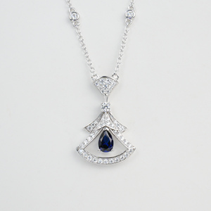 925 silver cultivated sapphire pendant necklace - Product Image 1