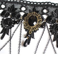 Collier ras du cou punk européen-américain en métal noir à col large avec pendentif à pompon extravagant pour robes de soirée quatre saisons pour femmes