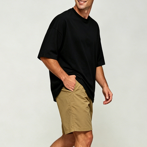 T-shirt Oversize da Uomo in Cotone Personalizzata Nera 300gsm per Palestra, Stampa DTG, per Fitness - Product Image 1