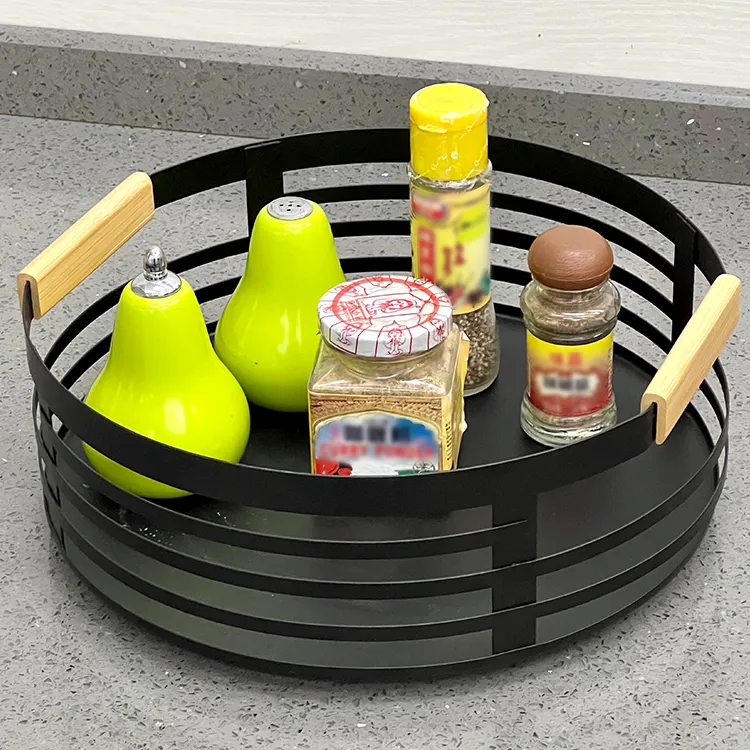 Lazy Susan Bàn Xoay Giá Để Gia Vị Xoay Nhà Bếp Khay Sắp Xếp Xoay Bằng Gỗ