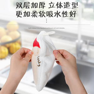 <b>Cute</b> Plush Hand Towel Cartoon Design Quick Dry Coral Fleece Kitchen Towels - Product Image 4