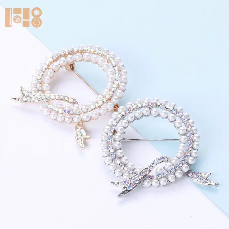 Fashion Full Pearl Round Brooch Trendy Girl Series Pins for Clothes Accessories