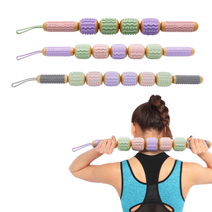 シリコンウッドセラピーマッサージツールマッサージャーハンドヘルドローラートリガーポイントマッサージャースティックボディ彫刻用手動ローラースティック - Product Image 1