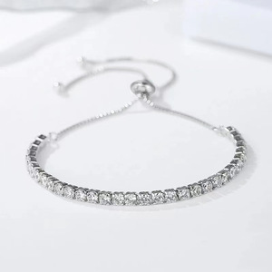 Kisvi S925 Sterling Silver Gelang Berlian Kim Cương Tennis Vòng Đeo Tay - Product Image 5