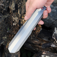 Spatule-outil industrielle d'extérieur en titane pur argenté, dentelée, ultra-légère, portable, multifonctionnelle pour le camping et le jardinage