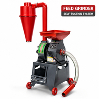 Broyeur d'aliments pour animaux de ferme, moulin à marteaux auto-amorçant 500 kg/h