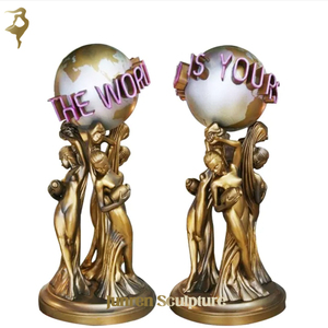 Estatua <span class=keywords><strong>de</strong></span> Bronce Fundido Personalizada <span class=keywords><strong>de</strong></span> Tamaño Real <span class=keywords><strong>de</strong></span> la Famosa Escultura 'El Mundo Es Tuyo' con la <span class=keywords><strong>Tierra</strong></span> en Venta - Product Image 6