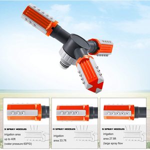 Ensemble de têtes d'arrosage rotatives orange-rouge, rotation automatique à 350 degrés pour l'arrosage des pelouses et des jardins - Product Image 2