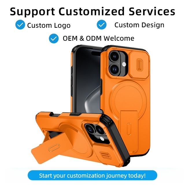 Slid Camera protection Cover case Flip Wireless Charging Magnetic Mobile Phone Covers with Holder for iPhone 17 16 Pro Max