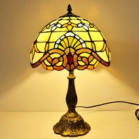 Lampe de table, lampe de chevet en verre teinté, style baroque pour chambre à coucher, salon, bureau à domicile, aspect vintage, décoration artisanale