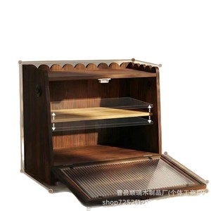 Boîte à pain en bambou à couche unique avec porte à volet roulant, rangement anti-poussière, organisateur de cuisine pour boulangerie et snacks - Product Image 5