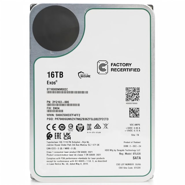 New 16TB Enterprise 3.5 Inch SATA 6Gb/s 7200RPM Internal HDD 256MB Cache 301-400MB/s Read/Write Speed for Server/Data Center