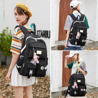 Tas Ransel Sekolah dengan Rangkaian Gesper Lepas Pasang, Anti Air, Bahan Nylon, Banyak Kompartemen, Tas Harian Remaja, Logo Custom, MOQ300, Sesuai Standar ROHS