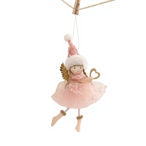Pendentif d'arbre de Noël ange luxueux et mignon avec ailes, en tissu écologique, vente directe d'usine - Product Image 6