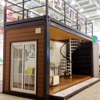 Imite — maison en bois, extension de luxe précommandée, en acier, avec escaliers et clôture, conteneur en verre pliable, villa, 20 pieds