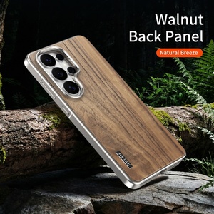 Fashion Real Walnut Wood Back Panel Magnetic <b>Phone</b> Case for Samsung S26 S24 S25 Ultra Aluminum Metal Frame Shockproof Cover - Product Image 6