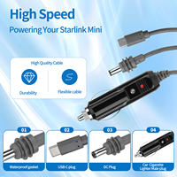 Adaptador Convertidor 3 en 1 para Coche Starlink Mini con Cable de Alimentación Tipo C de 2/3/5 M, Cable Cargador para Coche para Internet Satelital Gen4