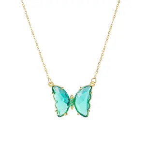 Collier pendentif papillon Bijoux en acier inoxydable plaqué or 18 carats Collier papillon en acier inoxydable Bijoux pour femmes