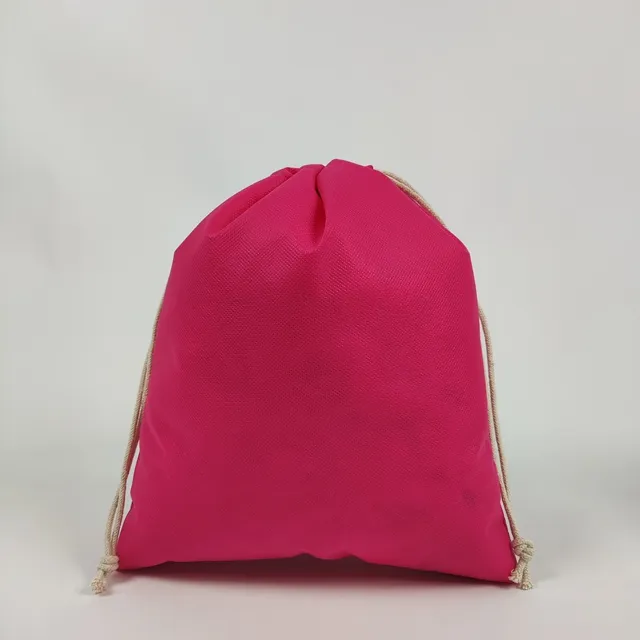 Pink Nonwoven Drawstring Bag For Gift Drawstring Jewelry Bag Pink Mini Water Proof Woven Fabric Drawstring Bag Custom Logo